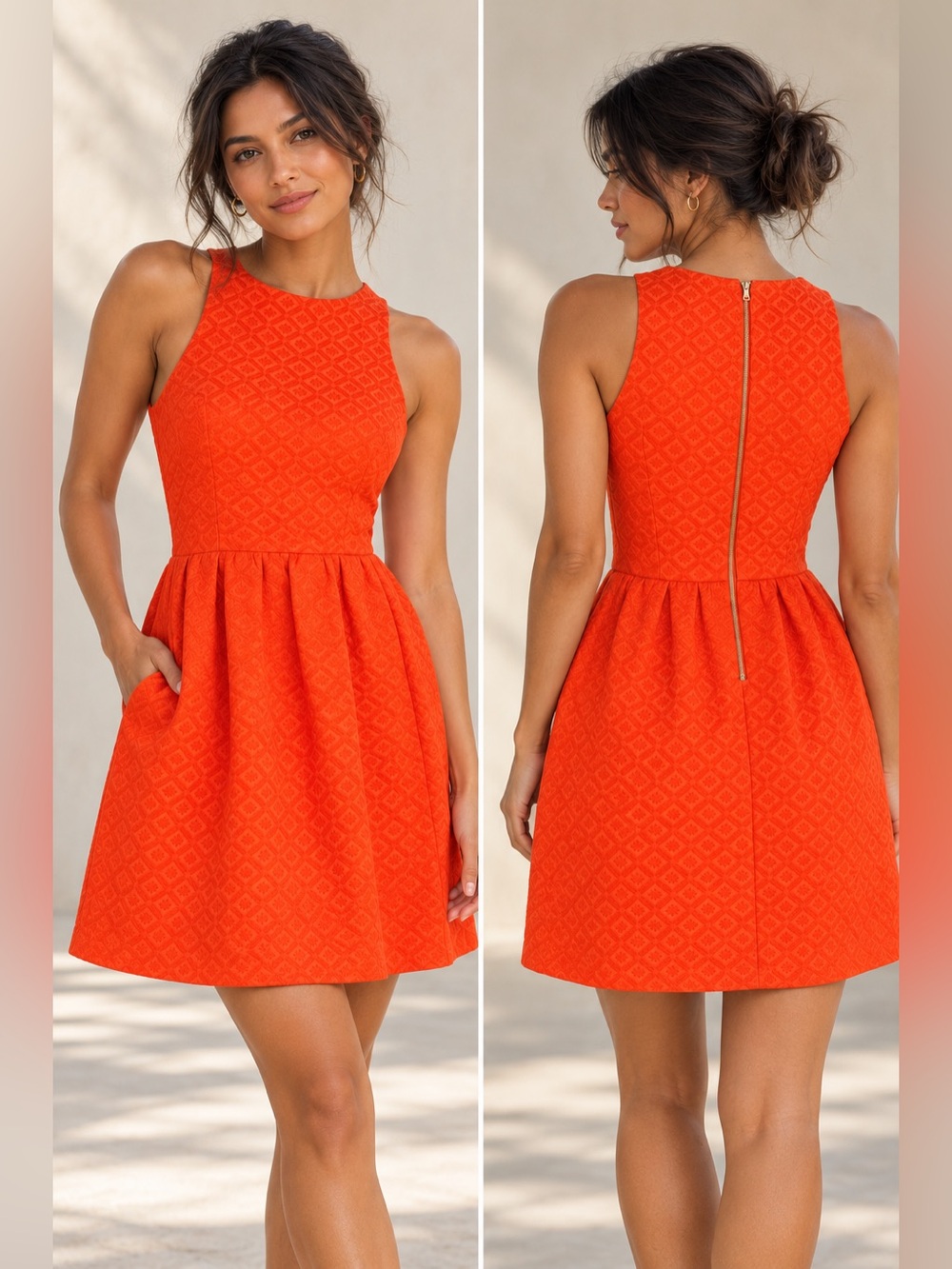 Cynthia Steffe Bright Orange Textured Shift Dress